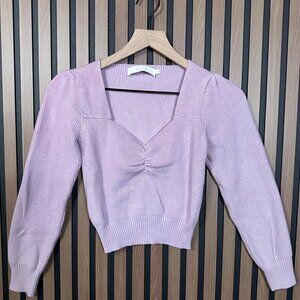 ASTR The Label Top Small Womens Pink Chunky Ribbed Pentagon Neck Sweater *READ